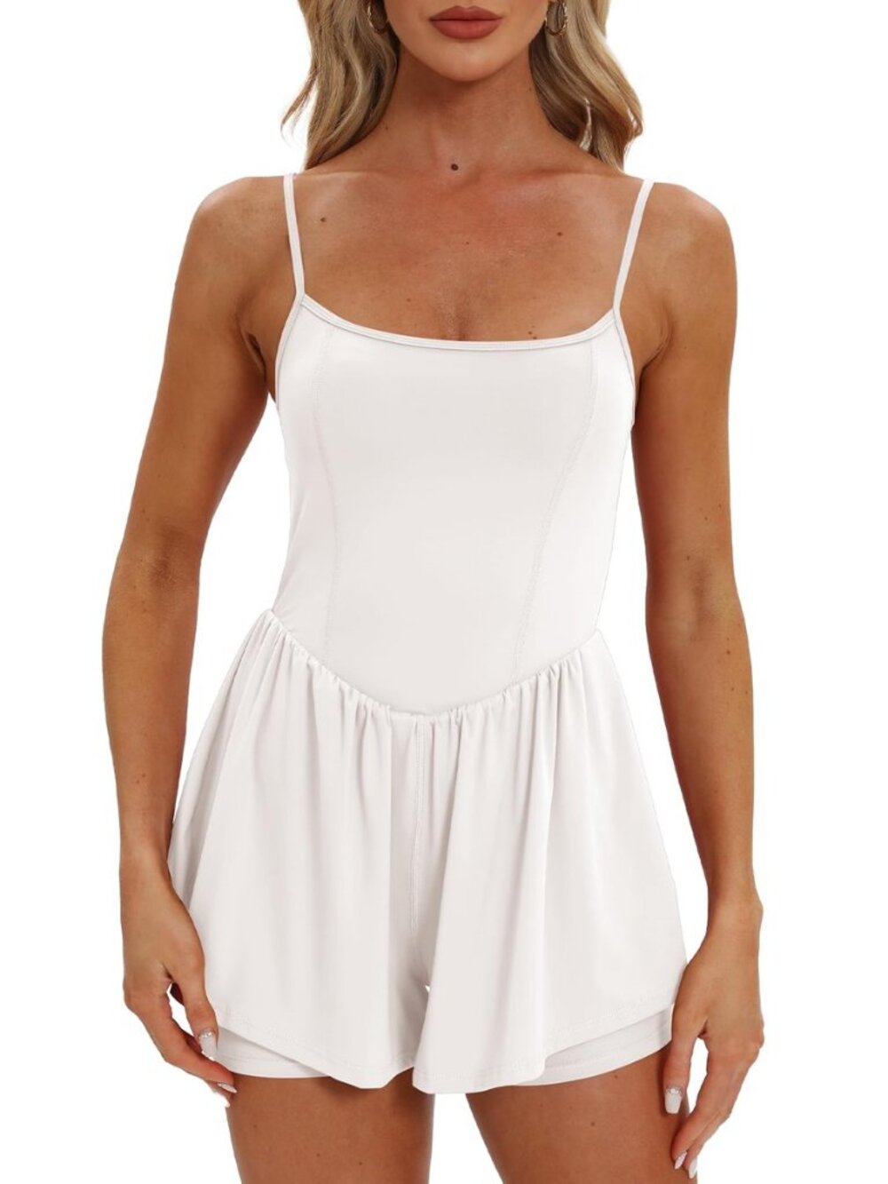 Women's Summer Sleeveless Rompers Spaghetti Strap Shorts Jumpsuit